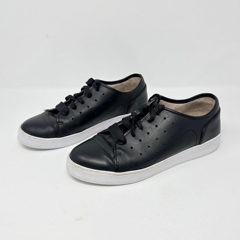 Vionic Keke Black Leather Perforated Sneakers Comfort Orthotic Shoes Womens 7.5